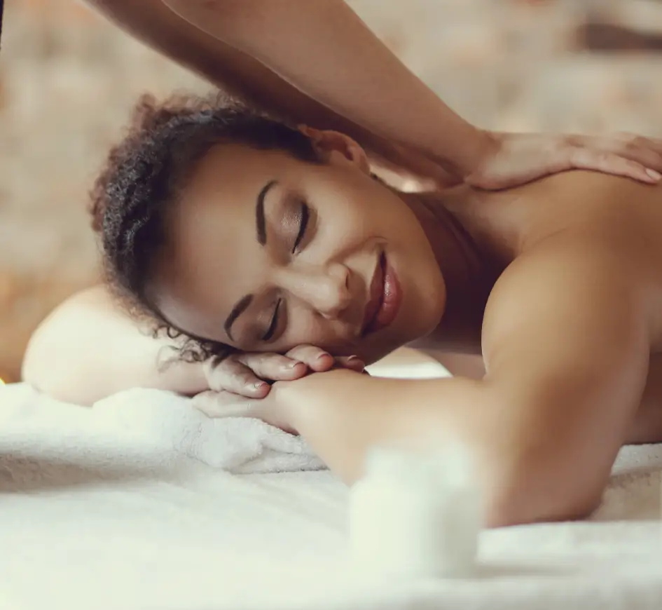 african american woman getting a soothing massage